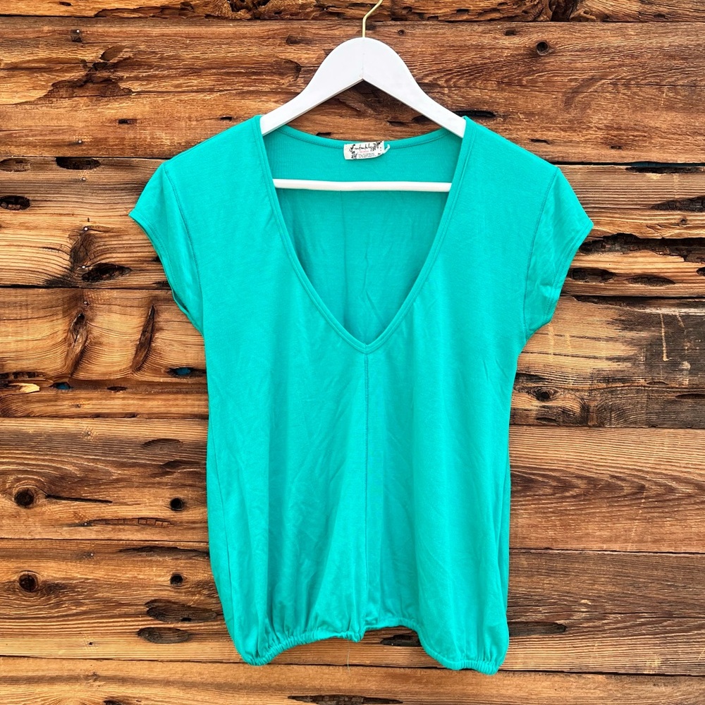 FREE PEOPLE | Intimately Turquoise Teal V-Neck Short Sleeve Tank M